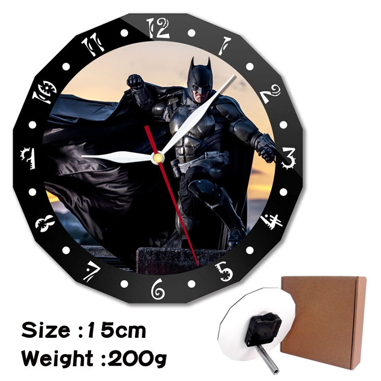 Batman Anime double acrylic wall clock alarm clock 15cm 200g 
