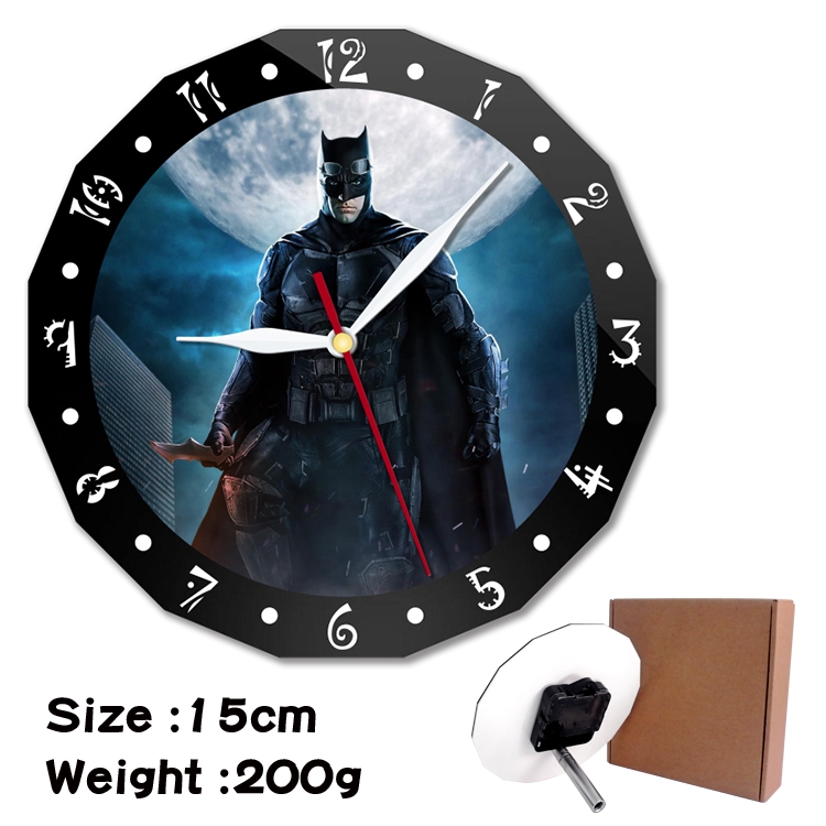 Batman Anime double acrylic wall clock alarm clock 15cm 200g