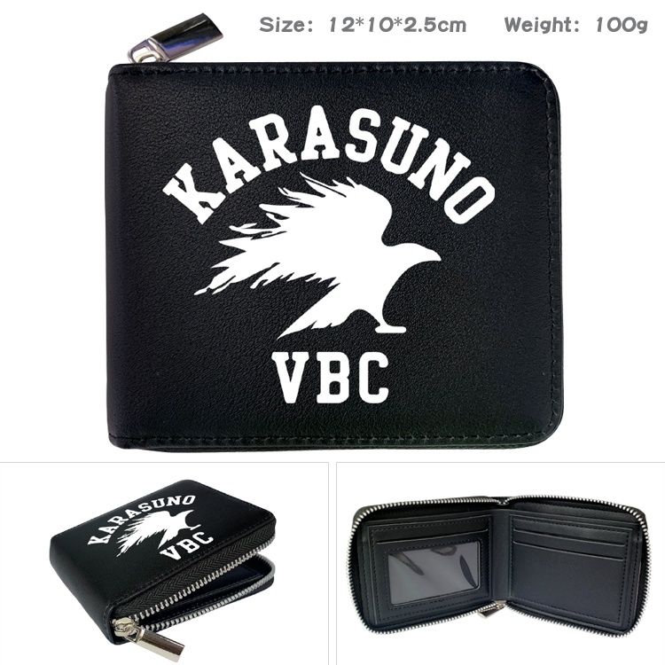  Haikyuu!! Anime Zipper UV printed bi-fold leather wallet 12x10x2.5cm 100g