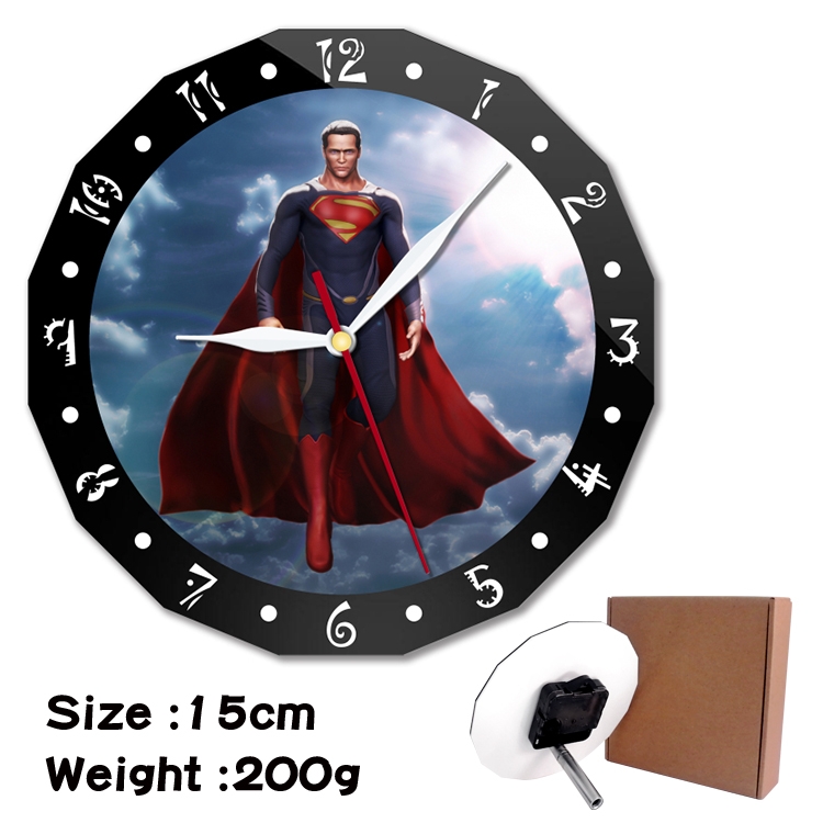  Superman Anime double acrylic wall clock alarm clock 15cm 200g 