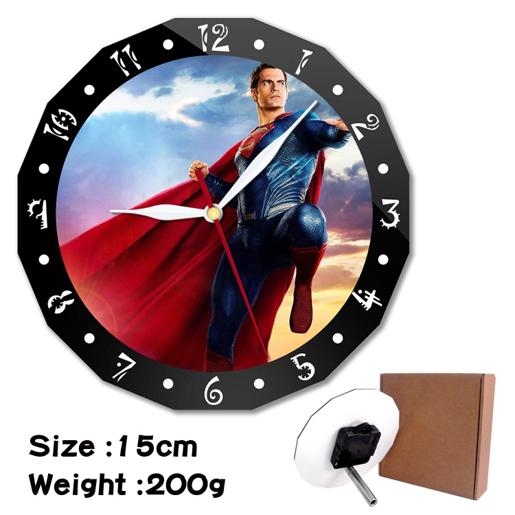  Superman Anime double acrylic wall clock alarm clock 15cm 200g 