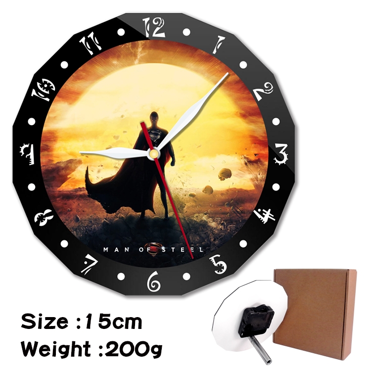  Superman Anime double acrylic wall clock alarm clock 15cm 200g 