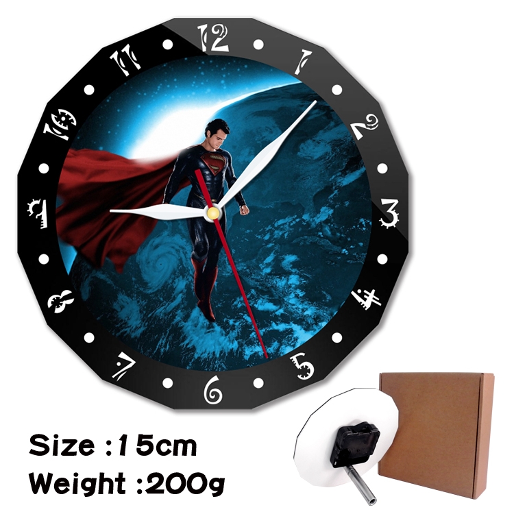 Superman Anime double acrylic wall clock alarm clock 15cm 200g