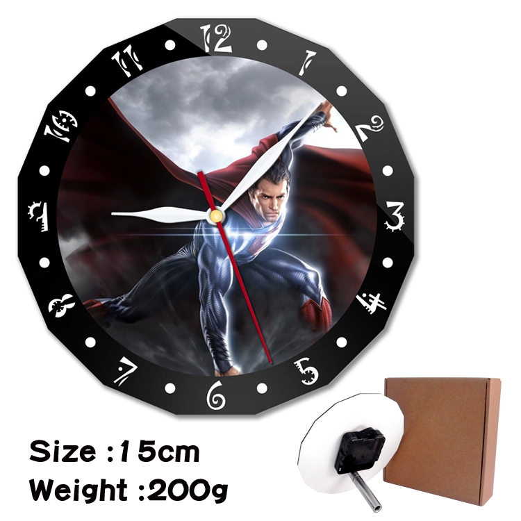  Superman Anime double acrylic wall clock alarm clock 15cm 200g 