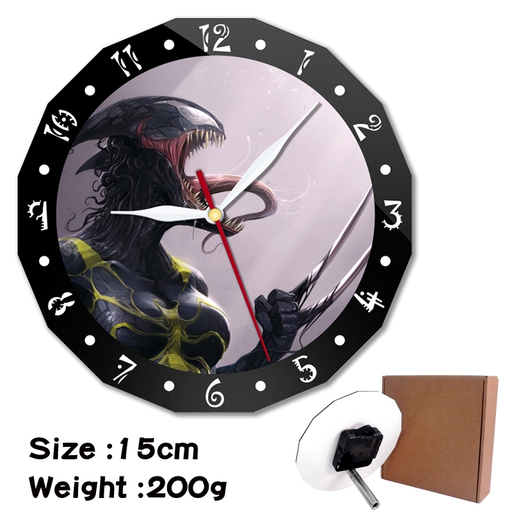 Venom Anime double acrylic wall clock alarm clock 15cm 200g