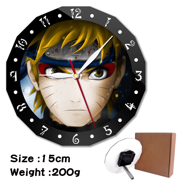 Naruto Anime double acrylic wall clock alarm clock 15cm 200g