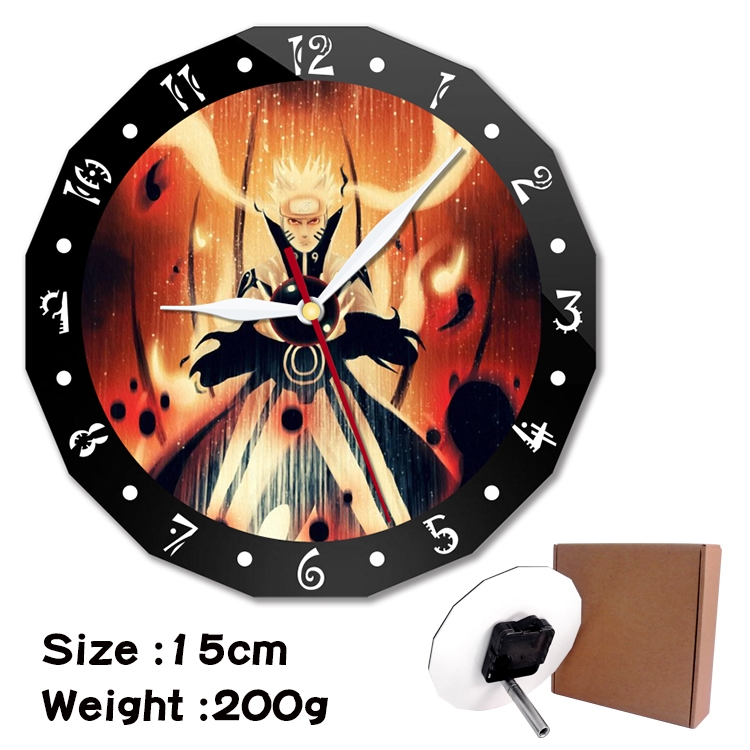 Naruto Anime double acrylic wall clock alarm clock 15cm 200g