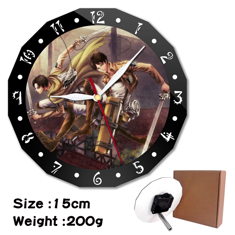  Shingeki no Kyojin Anime double acrylic wall clock alarm clock 15cm 200g