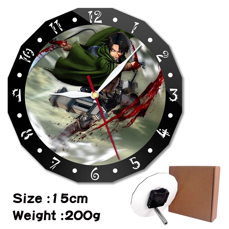  Shingeki no Kyojin Anime double acrylic wall clock alarm clock 15cm 200g
