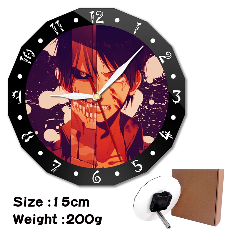  Shingeki no Kyojin Anime double acrylic wall clock alarm clock 15cm 200g