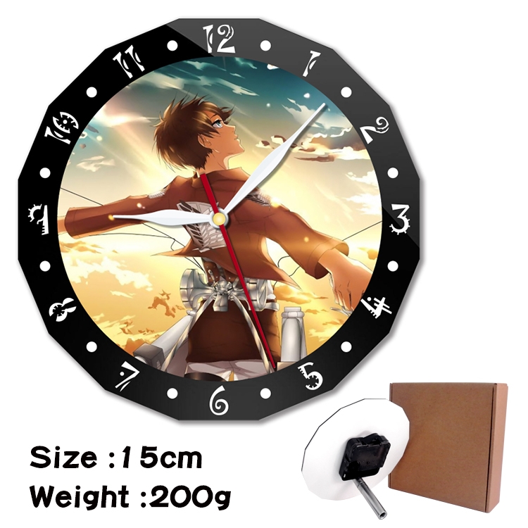  Shingeki no Kyojin Anime double acrylic wall clock alarm clock 15cm 200g