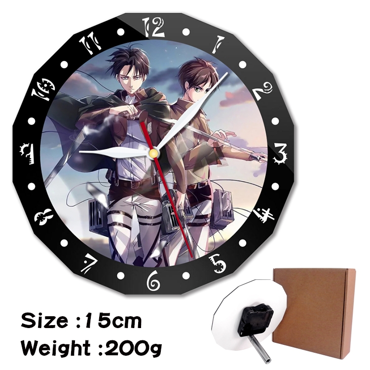  Shingeki no Kyojin Anime double acrylic wall clock alarm clock 15cm 200g