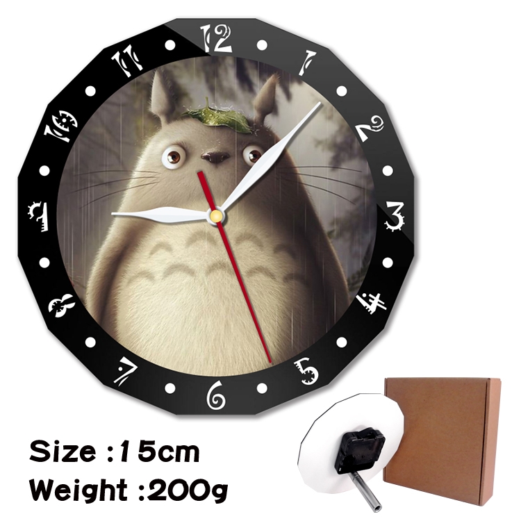 TOTORO Anime double acrylic wall clock alarm clock 15cm 200g