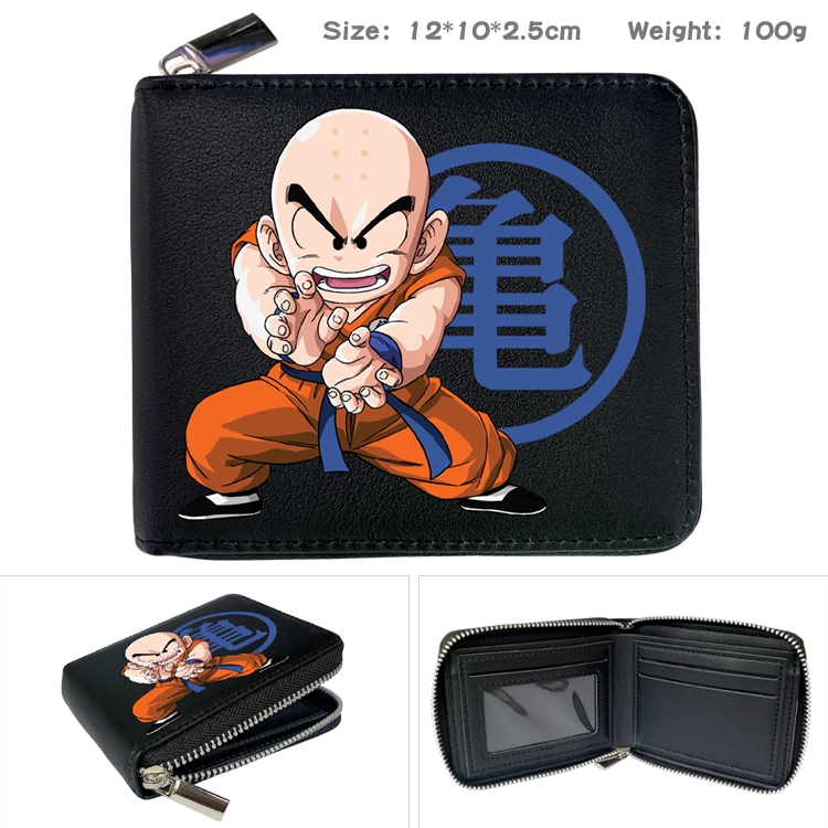 DRAGON BALL Anime Zipper UV printed bi-fold leather wallet 12x10x2.5cm 100g