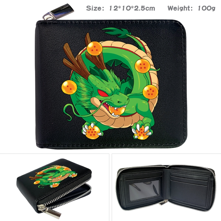 DRAGON BALL Anime Zipper UV printed bi-fold leather wallet 12x10x2.5cm 100g