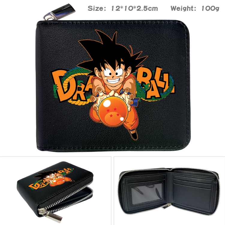 DRAGON BALL Anime Zipper UV printed bi-fold leather wallet 12x10x2.5cm 100g