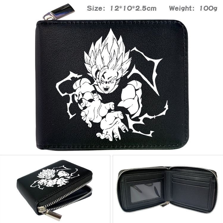 DRAGON BALL Anime Zipper UV printed bi-fold leather wallet 12x10x2.5cm 100g