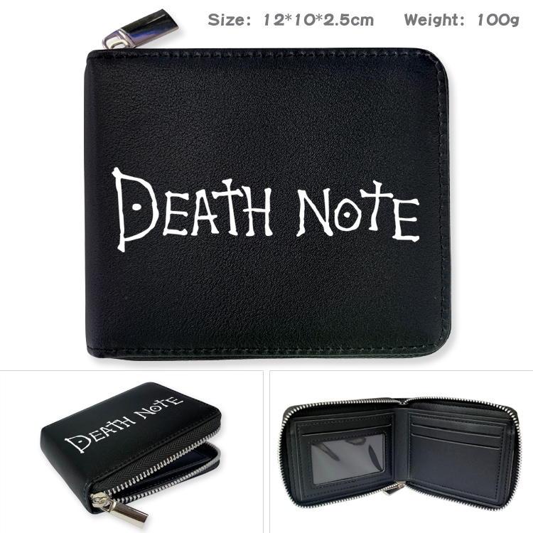 Death note Anime Zipper UV printed bi-fold leather wallet 12x10x2.5cm 100g