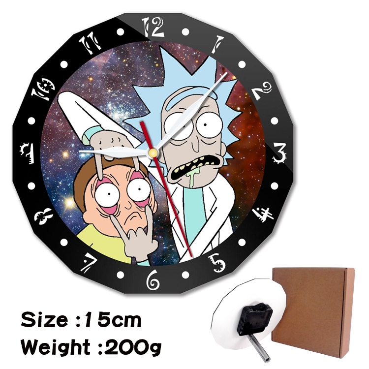 Rick and Morty Anime double acrylic wall clock alarm clock 15cm 200g
