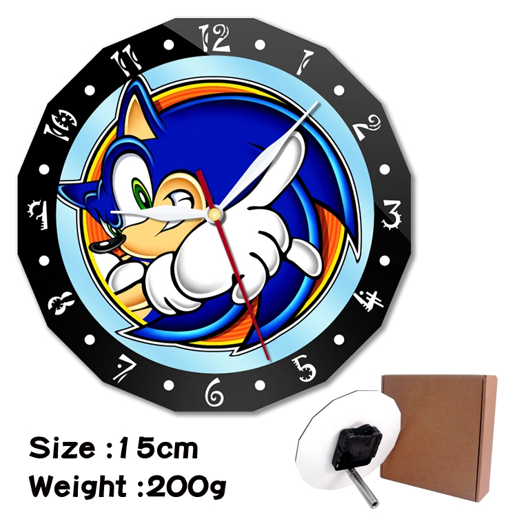 Sonic the Hedgehog Anime double acrylic wall clock alarm clock 15cm 200g