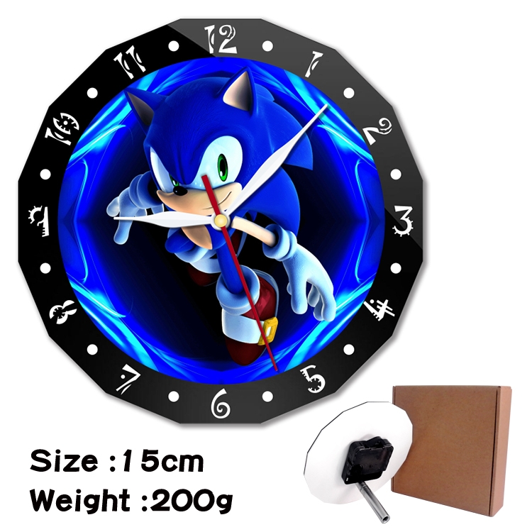 Sonic the Hedgehog Anime double acrylic wall clock alarm clock 15cm 200g