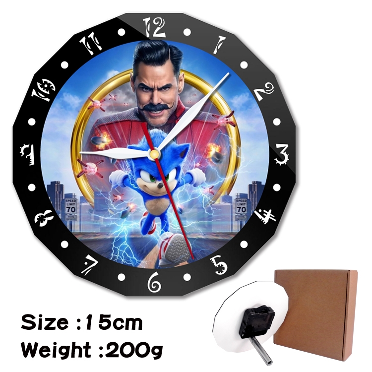 Sonic the Hedgehog Anime double acrylic wall clock alarm clock 15cm 200g