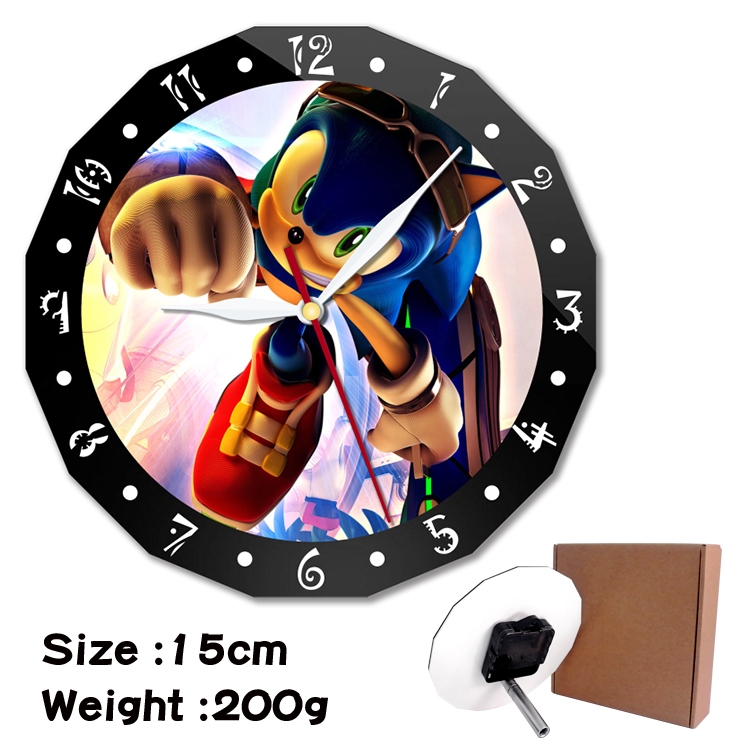 Sonic the Hedgehog Anime double acrylic wall clock alarm clock 15cm 200g