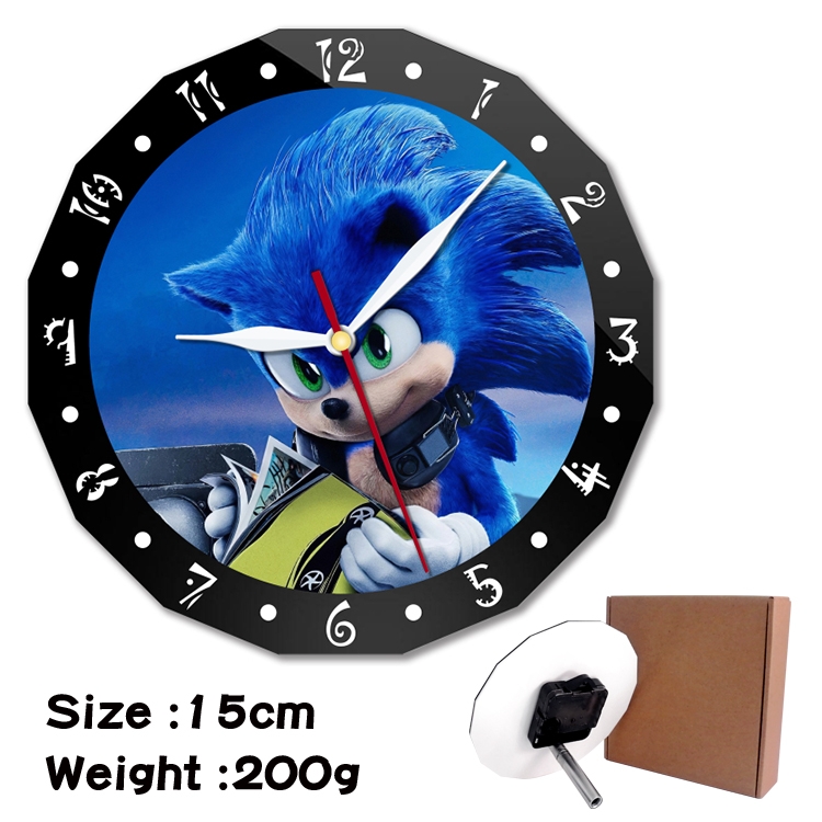 Sonic the Hedgehog Anime double acrylic wall clock alarm clock 15cm 200g