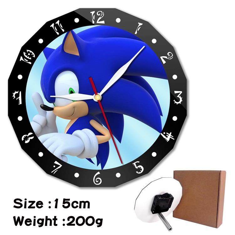 Sonic the Hedgehog Anime double acrylic wall clock alarm clock 15cm 200g