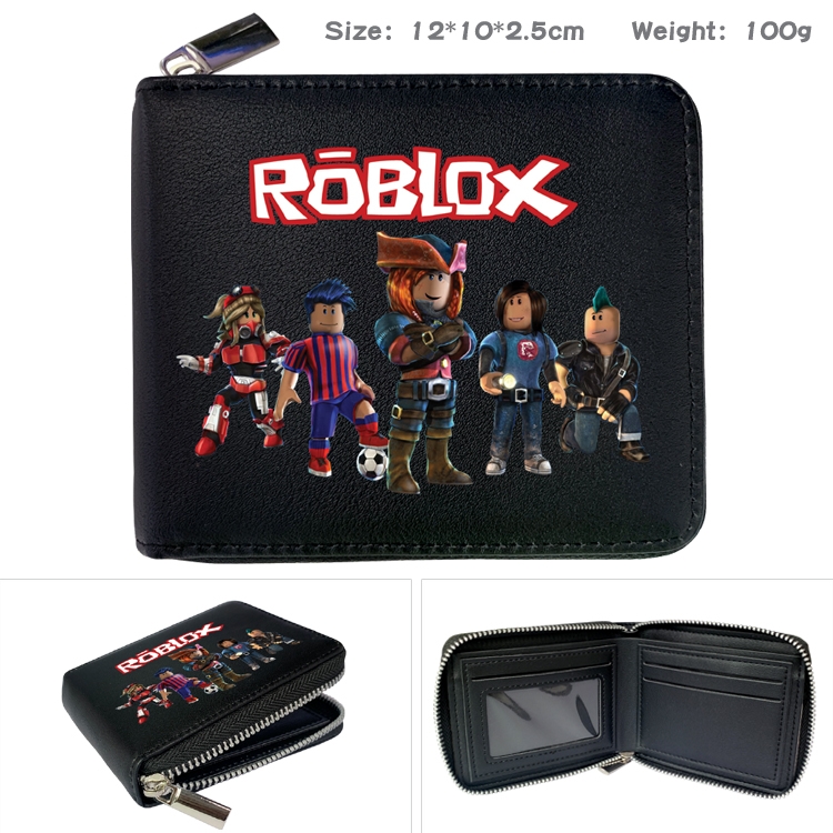 Roblox Anime Zipper UV printed bi-fold leather wallet 12x10x2.5cm 100g