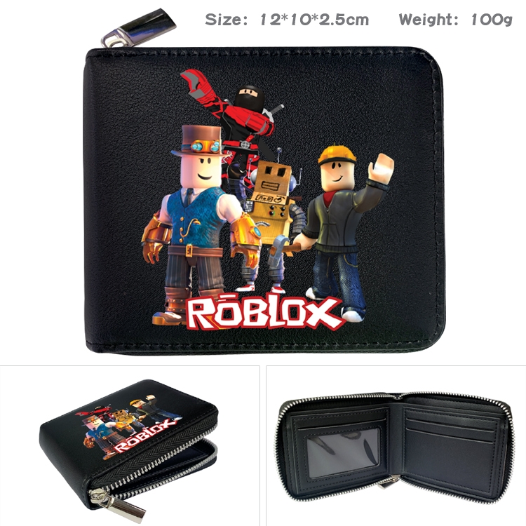 Roblox Anime Zipper UV printed bi-fold leather wallet 12x10x2.5cm 100g