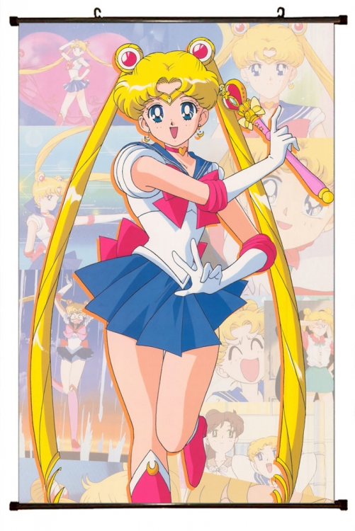 sailormoon Anime black Plastic rod Cloth painting Wall Scroll 60X90CM M2-55