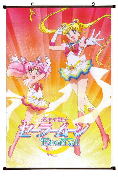 Sailormoon Anime black Plastic rod Cloth painting Wall Scroll 60X90CM M2-82
