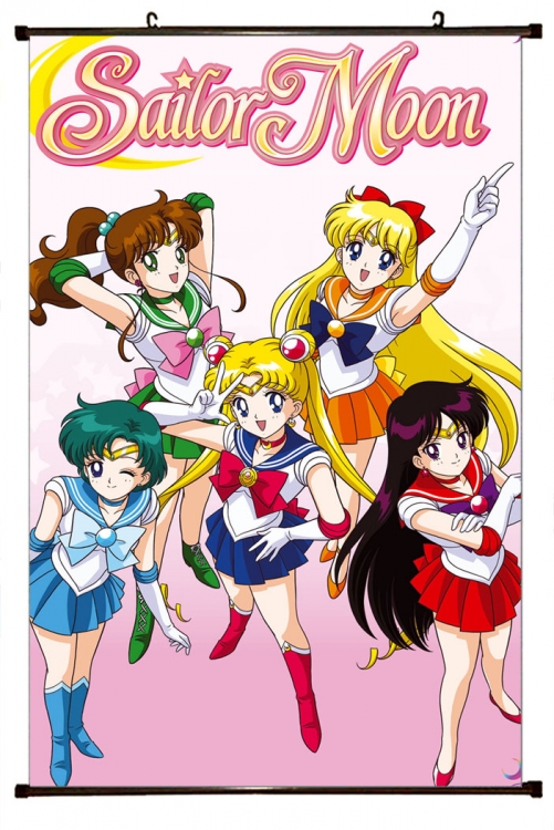 sailormoon Anime black Plastic rod Cloth painting Wall Scroll 60X90CM  M2-113