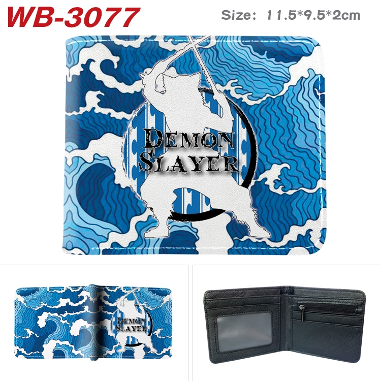 Demon Slayer Kimets Anime color book two-fold leather wallet 11.5X9.5X2CM WB-3077A