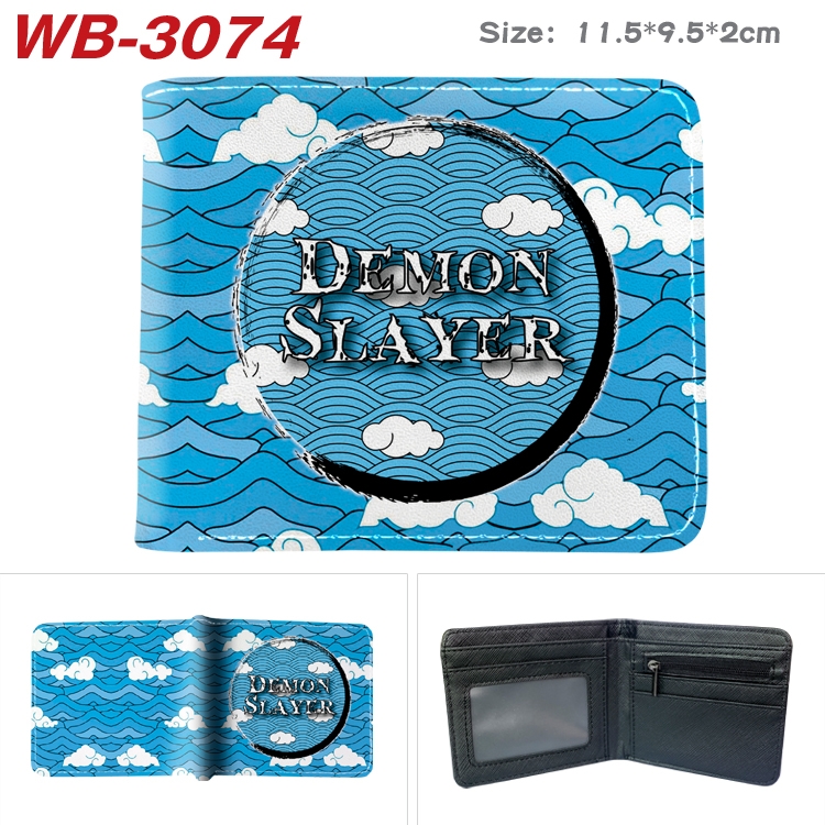Demon Slayer Kimets Anime color book two-fold leather wallet 11.5X9.5X2CM WB-3074A