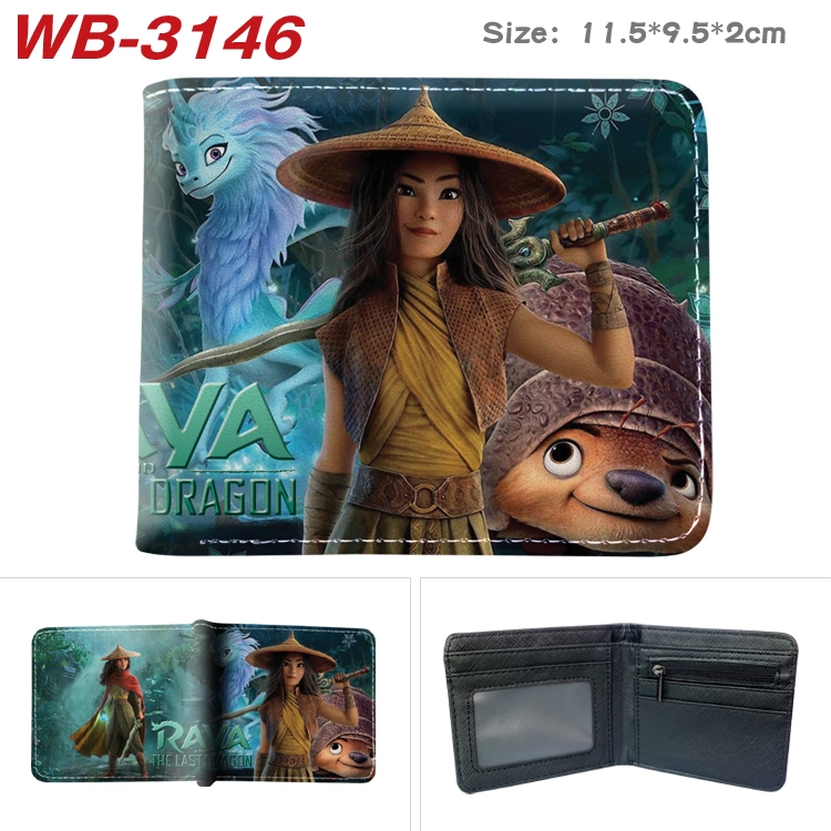 Raya and The Last Dragon Anime color book two-fold leather wallet 11.5X9.5X2CM  WB-3146A