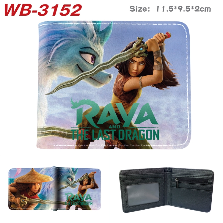 Raya and The Last Dragon Anime color book two-fold leather wallet 11.5X9.5X2CM  WB-3152A