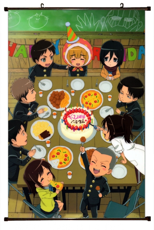 Shingeki no Kyojin Anime Plastic rod Cloth painting Wall Scroll 60X90CM  J12-201