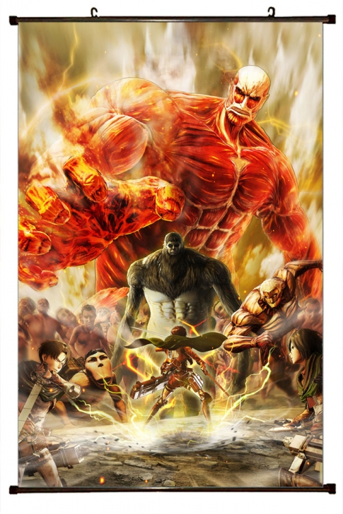 Shingeki no Kyojin Anime Plastic rod Cloth painting Wall Scroll 60X90CM  J12-230