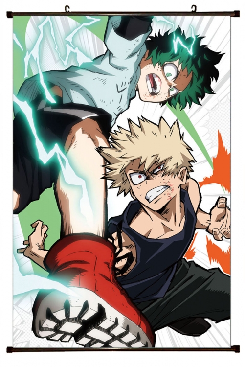 My Hero Academia Anime Plastic rod Cloth painting Wall Scroll 60X90CM  w9-365