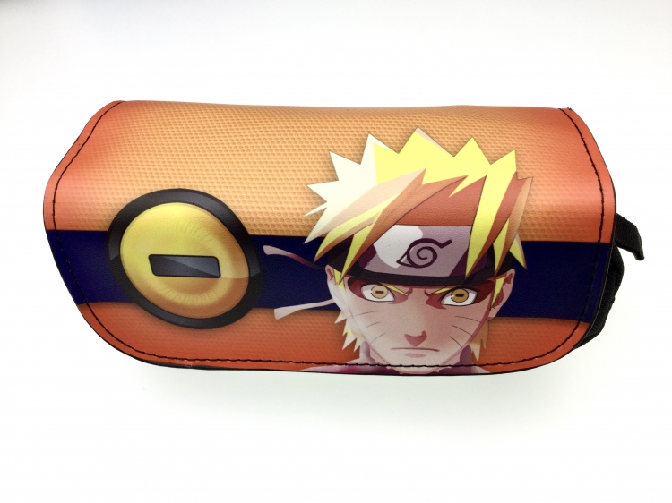 Naruto Double zipper PU pencil Bag 20X10X7.5M 140G