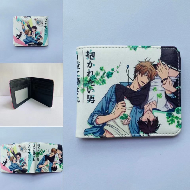 I threatened the man who wanted to be hugged the most Full color two fold short wallet purse 11X9.5CM 60G