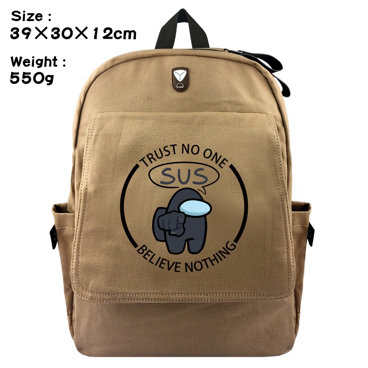 Among us Canvas Flip Backpack Student Schoolbag  39X30X12CM