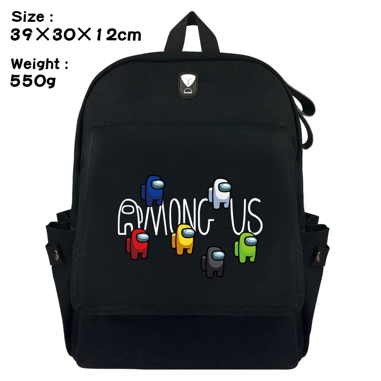 Among us Canvas Flip Backpack Student Schoolbag  39X30X12CM