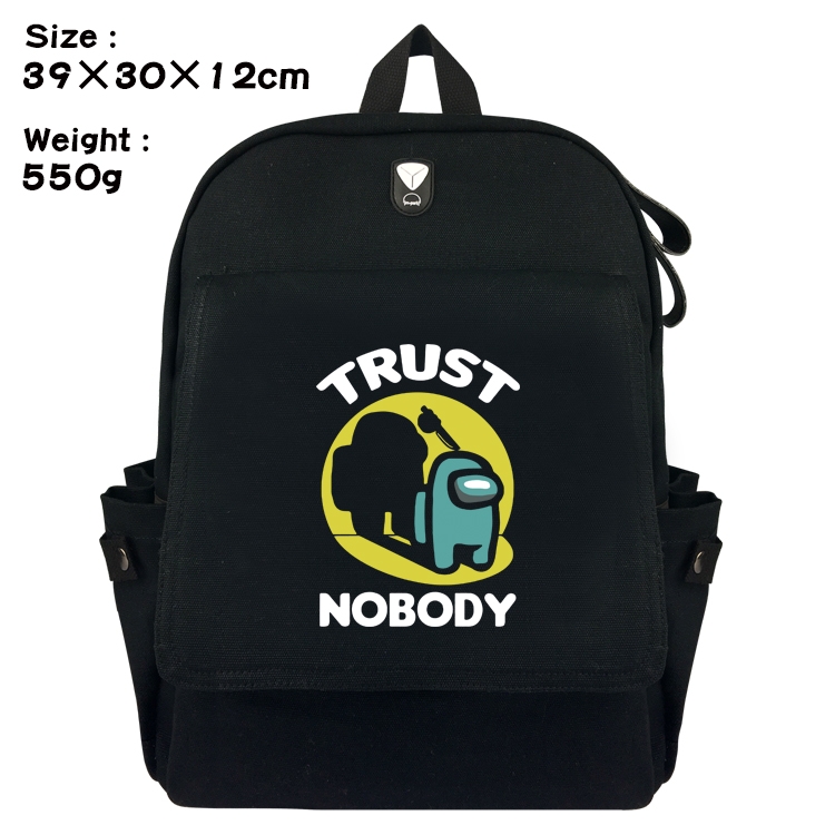 Among us Canvas Flip Backpack Student Schoolbag  39X30X12CM