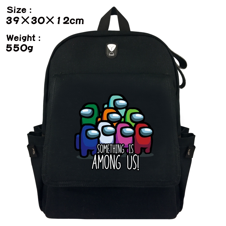 Among us Canvas Flip Backpack Student Schoolbag  39X30X12CM