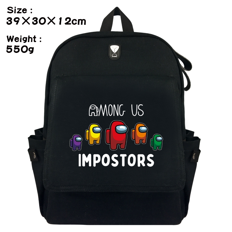 Among us Canvas Flip Backpack Student Schoolbag  39X30X12CM