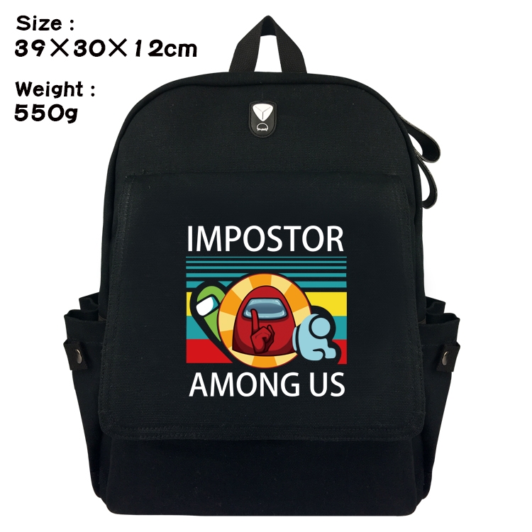 Among us Canvas Flip Backpack Student Schoolbag  39X30X12CM