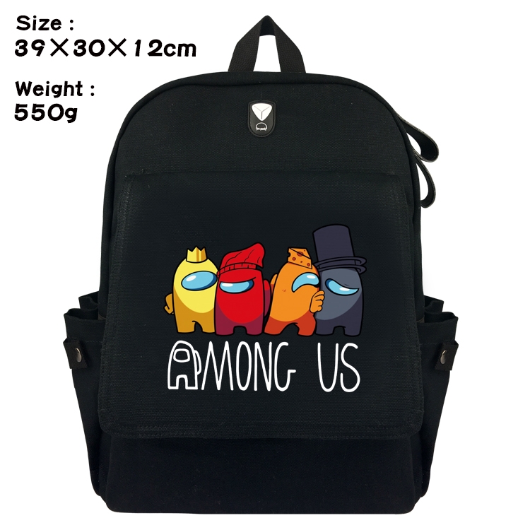 Among us Canvas Flip Backpack Student Schoolbag  39X30X12CM